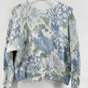 Joie Floral Knit Sweater Cozy Cottagecore Whimsical Feminine Romantic